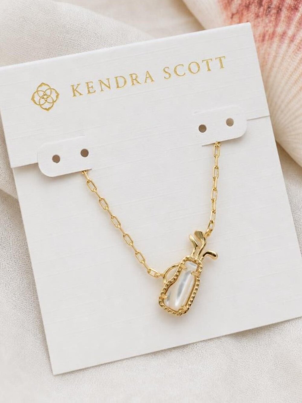 Kendra Scott Golf Gold Ivory Mother-of-Pearl Pendant Necklace
